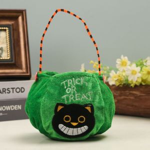 Halloween Vert Non-tissé Stéréoscopique Citrouille Sac à main pour les Enfants de Sucre Liang Sac-Cadeau Assistant-Esprit Atmosphère de Vacances Prop - Neuf