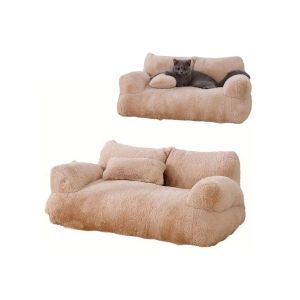 Canap&eacute;-Lit Pour Chats Et Chiens, En Peluche Lavable, Nid Douillet Pour L'hiver Avec Oreiller Et Base Antid&eacute;rapante. - Neuf