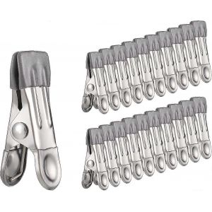 30 Pièces Pinces À Linge En Acier Inoxydable,Pinces À Linge En Métal Antidérapantes Multifonctionnelles Clips Pour Chaussette,Chaussures,Serviette,Scellement Des Aliments,Photos - Neuf