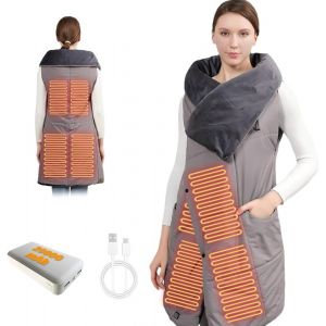 20000mAh Couverture chauffante sans Fil, Plaid &Eacute;lectrique Portable avec arr&ecirc;t Automatique et 3 Niveaux De R&eacute;Glage, Chauffage Poncho Chauffants pour Dos,Cou,&Eacute;paules, Abdomen - Neuf