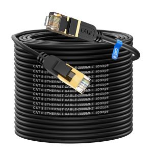 KALANKA-Câble Ethernet 50m Cat 8, 40 Gbit/s, 2000 MHz avec câble rj45 plaqué or, Extérieur Imperméable Cable LAN Cable Internet pour Routeur Switch Modem PS5/4 - Neuf