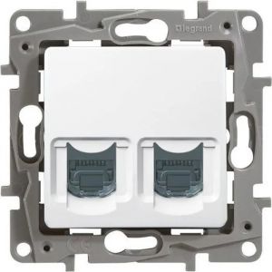 Prise ordinateur - Legrand - 664776 - Double - 2xRJ45 cat. 6 STP - Blanc - Neuf