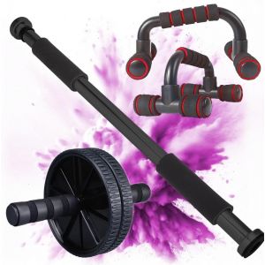 Barre De Tractions De Porte Ajustable, Roue Abdominale Et Poignées De Pompe. Accessoires Pour Fitness Et Musculation. Barre De Traction, Roulette Abdominaux Et Poignet De Pompe Pou[Ela710180] - Neuf