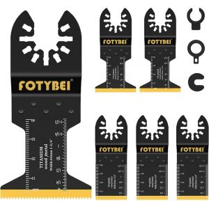 Outil Multifonction Lame de Scie Oscillante Titane, 5pcs Lame Outil Multifonction Accessoires pour Plastique, Bois, Métal, Compatible avec Dewalt Makita Parkside Black&Decker et Plus - Neuf