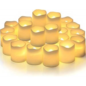 Sjzg-24 Pi&egrave;ces Bougies Led Sans Flamme,Bougies Chauffe-Plat Flottantes,Blanc Chaud,Fonctionne Sur Piles,D&eacute;coration Mariage,No&euml;l,Halloween,F&ecirc;te Et Maison - Neuf