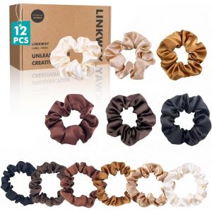 12 Pi&egrave;ces Chouchous En Satin Pour Cheveux, Ensemble De Scrunchies Pour Femmes Et Filles, Plus Doux Que La Soie, Bandes &Eacute;lastiques Accessoires - Neuf