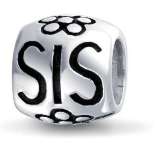 KAL-Ensemble De 2 Pi&egrave;ces Personnalis&eacute;es En Forme D'&Eacute;toile Fleurie Puzzle En Forme De Coeur Amour Bff Mots De Soeur De Sororit&eacute; Sis Meilleure Amie Charme D'Amiti&eacute; Perle Argent Sterling Oxyd&eacute; .925 Compat - Neuf