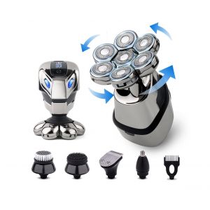 Rasoir &Eacute;lectrique 7d Pour Hommes - Rasoir Sans Fil Pour T&ecirc;te Chauve, Humide Et Sec, Kit De Toilettage 5 En 1 Avec &Eacute;cran Led - Neuf