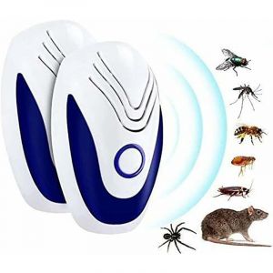 (Bleu foncé) Répulsif antiparasitaire à ultrasons, paquet de 2 répulsifs pour souris, sans danger pour les humains, répulsif contre les insectes, répulsif pour souris, cafards, fourmis, moustiques - Neuf