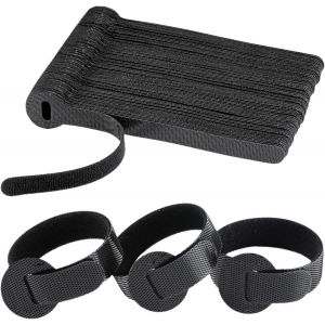 Lot de 70 Attache Cable s 150mm x 12mm,Serre Câble Sangles de Management des Câbles Réglables en Nylon pour Cordes et Gestion des Câbles Organisateur Jardin Bureau Maison (Noir) - Neuf