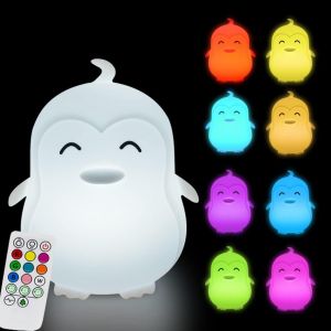 Grande Pingouin Veilleuse Pour Enfants - Lumière D'allaitement, Lampe Changement De Couleur D'animal De Décompression D'ambiance - Luminosité Et Couleur Réglables Et Temps De Travail - Grande - Neuf