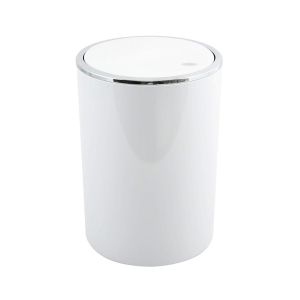 Jexnovashop-Poubelle &Agrave; Bascule Pp, Mod&egrave;le Kamaka, Poubelle &Agrave; Couvercle Basculant Amovible, Design Moderne Id&eacute;al Pour Les Toilettes, Salle De Bain, Bureau, Ronde, 6l, Blanc - Neuf