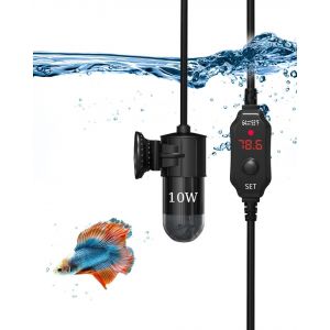 Jgd-Chauffage D'aquarium 10 W, Pour R&eacute;servoirs De 1 &Agrave; 2 Gallons, Pour R&eacute;servoirs &Agrave; Tortues, Thermom&egrave;tre Int&eacute;gr&eacute;, Chauffe-Eau D'alimentation Usb 5 V 2 A, Fonction M&eacute;moire - Neuf