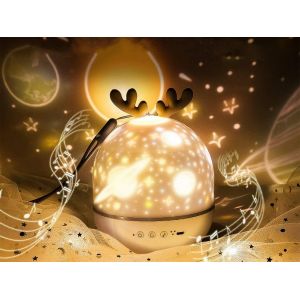 Lampe Projecteur Rotative Avec Bo&icirc;te &Agrave; Musique Et 6 Films Th&eacute;matiques - Neuf