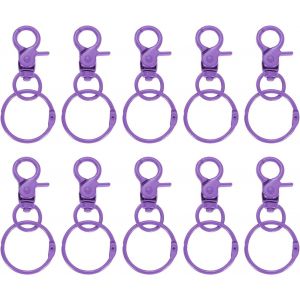 Checarzhn--No1-Lot De 10 Fermoirs Mousquetons Pour Porte-Clés, Mousqueton Avec Anneaux De Reliure En Métal, Fermoirs Pivotants Pour Cordon De Serrage, Loisirs Créatifs, Violet - Neuf
