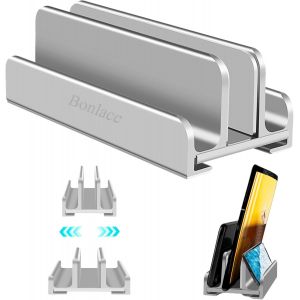 acdsgd-Support Vertical Pc Ordinateur Portable, 3 en 1 Support Laptop Triple Fente Porte en Aluminium R&eacute;glable Rangement sur Bureau, Support Dock Compatible avec MacBook Pro Air Tablette Smartphone - Neuf