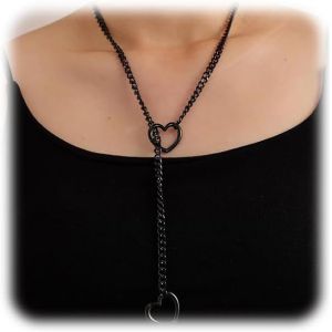 Kales-Collier Ras Du Cou Pour Femme En Noir,Collier Punk Gothique En Acier Inoxydable,70 Cm De Long,Pour Hip-Hop Et Fêtes À Thème,Durable Et Inoxydable - Neuf