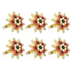 Ensemble de 6 Coloré de Flocon de neige de Noël ronds de Serviette pour la Table de Noël Mise à la Réception de Mariage, Noël, Thanksgiving et de Cuisine à Domicile - Neuf