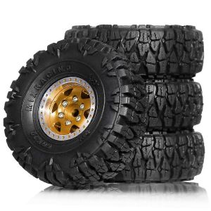 60mm m&eacute;tal Beadlock Roue Pneu En Caoutchouc Set Pour 1/24 RC Crawler Car FMS FCX24M TRX4M SCX24 Mise &agrave; niveau - Neuf