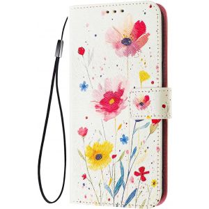 JGD-Coque pour Samsung Galaxy A56 5G/Samsung A36 5G, &Eacute;l&eacute;gante Fleurs et Anim&eacute;s Mignons Femme &Eacute;tui, Portefeuille PU en Cuir Flip Antichoc Housse avec Fentes pour Cartes/Support (Danse des Fleurs) - Neuf