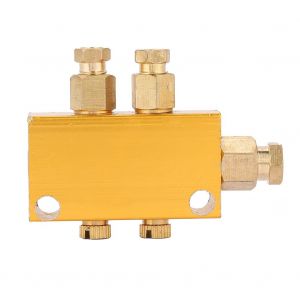 Distributeur d'huile reglable en laiton, bloc collecteur de valeur, entree 6 mm, sortie 4 mm (1 entree, 2 sorties) - Neuf