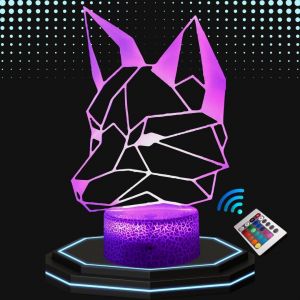Lampe De Chevet 3d Led Animal Renard - Veilleuse Changement De Couleurs - Luminaire Tactile Bureau Et Chambre Enfant - Eclairage D`Ambiance - Idée Cadeau Anniversaire Et Noël. (Renard2) - Neuf
