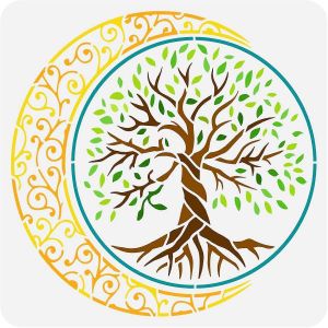 Pochoir Arbre De Vie Lune 11,8 X 11,8 Pouces Pochoir De Peinture Carré Pochoir Croissant De Lune Modèle De Dessin Arbre De Vie Pochoir Lune Mandala Pour Meubles De Maison - Neuf