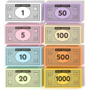 Argent Fictif Opoly-520 Pi&egrave;ces De Fausse Argent Pour Jeux De Soci&eacute;t&eacute;-65 De Chaque Billet En 8 Coupures&iquest; $1,5,10,20,50,100,500,& $1000-Papier-Monnaie Pour Caissier De Jeux De Simulation - Neuf