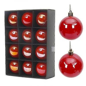 12 Pcs 2,4 pouces Rouge de No&euml;l, Boule de No&euml;l, Ornements d'Arbre de No&euml;l Arbre de Pendentifs de No&euml;l, Brillant Boules de Jeu de Boules de No&euml;l,Rouge - Neuf