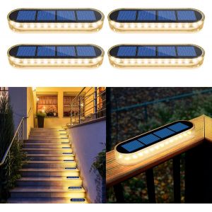 Lampe Solaire Exterieur, Lampe Solaire Exterieur Jardin 360 &deg; Lumiere Solaire Exterieur Ip68 &Eacute;tanche Avec Auto On/Off Solar Path Light, Blanc Chaud 2700k, 4pcs - Neuf