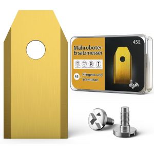 MEVRONISSHOP-45 Lames de rechange pour Husqvarna Automower/Gardena/Yardforce robot tondeuse, Lames de Couteau en Titane - Lames de Robot tondeuse(3 g - 0,75 mm)-Accessoire de rechange - Avec vis - Neuf