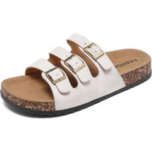 Kalanka-Sandales Mules Femme & Homme En Liège U2013 Claquettes Plates En Cuir À Bout Ouvert, Confortables Pour Été Et Plage - Neuf