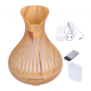 Hjlian Diffuseur D'huiles Essentielles En Bois 400 Ml, Diffuseur D'aromatherapie Avec Telecommande, Veilleuse, Humidificateur Pour Chambre A Coucher, Bureau, Prise 100-240 V Us - Neuf