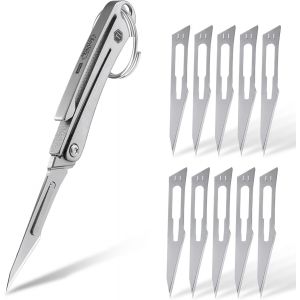Kk07 Mini Titane Scalpel Couteau Avec #11 Interchangeables Lames Edc Utilitaire Pliant Couteau Avec Poche Clip Pour Extérieur Chasse Camping Pêche Randonnée - Neuf