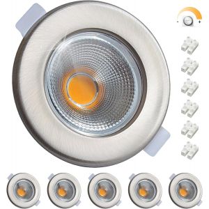 Wondlumi 7W Spot LED Encastrable Dimmable Extra Plat,Blanc Neutre 4000K COB,Spot de Plafond Inox 220V 600LM Pour Cuisine Chambre Salon,Trou 65-88mm Lot de 6 - Neuf
