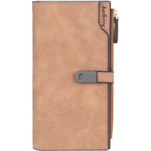 CAUC-Portefeuille Femme en Cuir PU Longue Porte Monnaie Femme Grande Capacite Porte Feuilles pour Femme avec 24 Emplacements Cartes et Zipp&eacute; Pochette &agrave; Monnaie (Marron-L) - Neuf