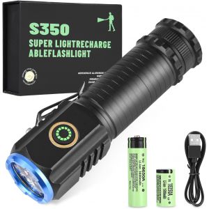 Ultra Powerful Led Torch,2000 Lumens Powerful Usb Rechargeable Torch,Mini Flashlight With 5 Lighting Modes,Ipx6 Waterproof Torch For Camping,Hiking And Emergency - Neuf