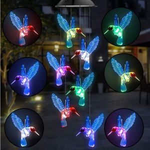 Solaire Led Carillons De Vent En Plein Air, Le Colibri À Changement De Couleur Du Vent Carillon De Lumière, Cadeau Pour Femme, Cadeau Pour Maman, Cadeau D'anniversaire Pour Les Femmes - Neuf