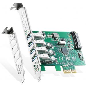 NUEK-Carte D'Extension Pcie Vers 4 Ports Usb 3.0,Auto-Alimentée,Support À Profil Bas,Adaptateur De Contrôleur De Hub Usb3 Pour Windows 10/11 - Neuf