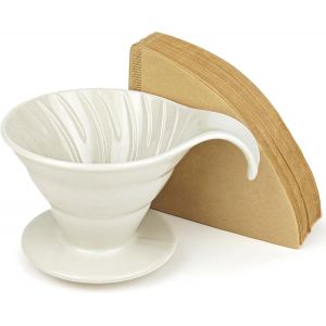 Cmws-Filtre À Café En Céramique Avec 100 Filtres En Papier, Machine À Café En Porcelaine Pour Café, Maison, Restaurants (Blanc) - Neuf