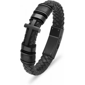 Bracelet D'urne De Cr&eacute;mation Pour Cendres En Cuir V&eacute;ritable Bracelet D'urne De Cr&eacute;mation En Forme De Croix Pour Homme - Neuf