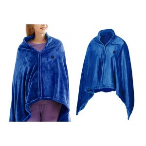 Ch&acirc;le chauffant USB pour la maison et le bureau - Bleu, 3 niveaux de chaleur, portable, lavable en machine - Neuf