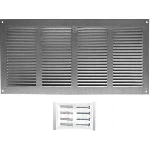 Grille Aeration Galvanisé 400x200mm avec Moustiquaire ¿ Evacuation Caches Tuyau Ventilateur ¿ d'Extraction Ventialtion ¿ Exterieur Interieur ¿ Gaine Cache Extracteur d'air VMC ¿ Climatiseur - Neuf