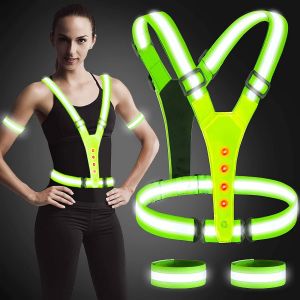 Gilet Réfléchissant À Led,Gilet De Sécurité Réfléchissant À Led Haute Visibilité,Feux De Circulation Pour Les Coureurs - Neuf