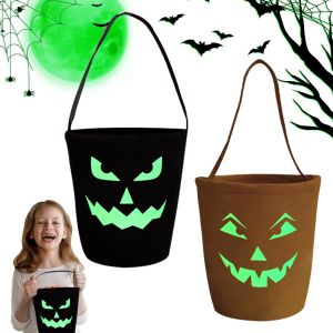Trahoo-Lot De 2 Seaux D'halloween Citrouille Seau Halloween Panier Halloween Sac Pour Bonbons Halloween Sac Pour Enfants Sac Halloween Sac Halloween Sac Pour Enfants F&ecirc;te Halloween D&eacute;coration - Neuf