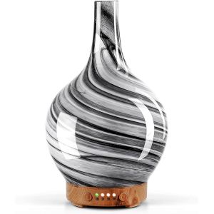 Checarzhn--No1-Aroma Diffuser Glas Luftbefeuchter,Diffusor Aus Kunst Glas Ultraschall Le ,7 Farbwechselnde Leds Raumbefeuchter,Bpa Frei Für Wohnung Yoga Spa Mit Timer Weihnachten Geschenk Für Frauen - Neuf