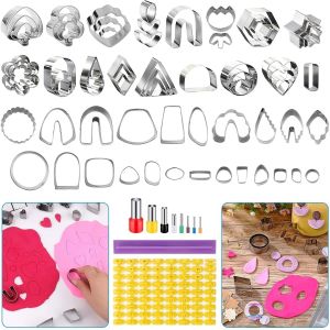 Mevronisshop-Kit D'emporte-Pi&egrave;ces Pour P&acirc;te Polym&egrave;re, 76 Pi&egrave;ces En Acier Inoxydable Avec Emporte-Pi&egrave;ces Ronds Et Lettres Pour Cr&eacute;ation De Bijoux - Neuf