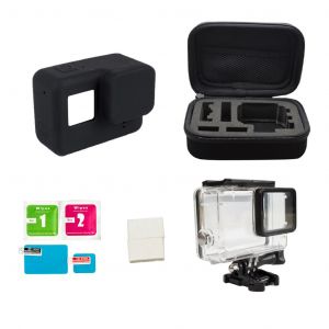 5 en 1 Bo&icirc;tier Etanche + Etui de Protection en Silicone Anti-choc + Bouchon d'Objectif + Ecran Protecteur d'Objectif + Sac pour GoPro - Neuf