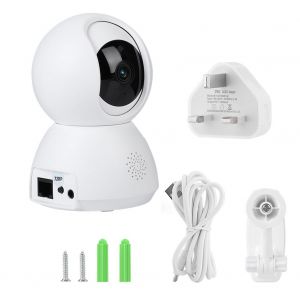 Camera de securite domestique IP HD 720p, Wi-Fi, vision nocturne infrarouge, audio, babyphone, prise britannique 100-240 V - Neuf