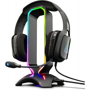 Kalanka-K-Stand Radon Support Pour Casque/Micro-Casque Gaming - Rétro-Éclairage Rgb, Hub Usb 2 X 2.0, Base Antidérapante - Support Universel Pour Casques Gamer Pc Ps5 Xbox Nintendo Switch ¿ New - Neuf